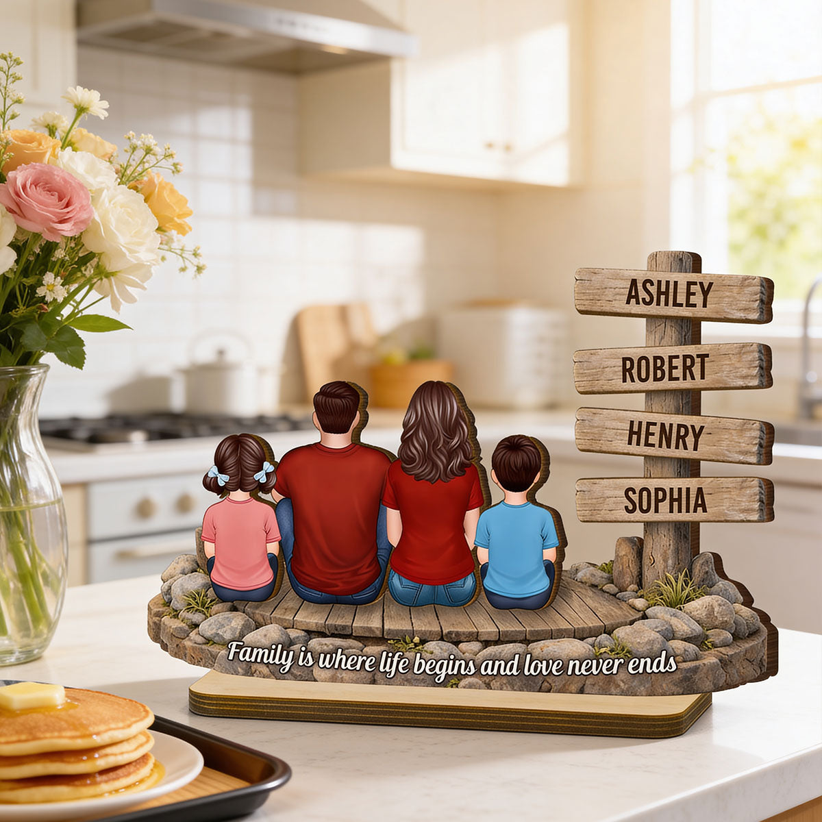 Family Is Where Life Begins And Love Never Ends - Personalized 2-Layered Wooden Plaque - Heartfelt Gift For Mom, Dad