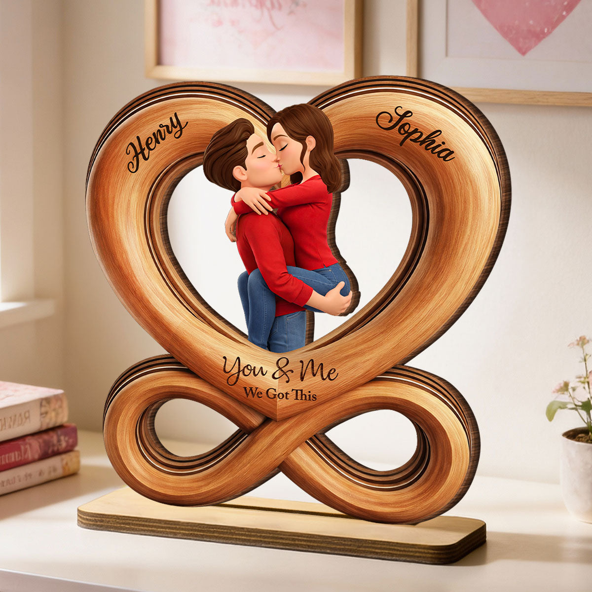 Forever Us Infinity Love - Personalized 2-Layered Wooden Plaque - Anniversary, Valentine's Day Gift, Gift For Him, Gift For Her