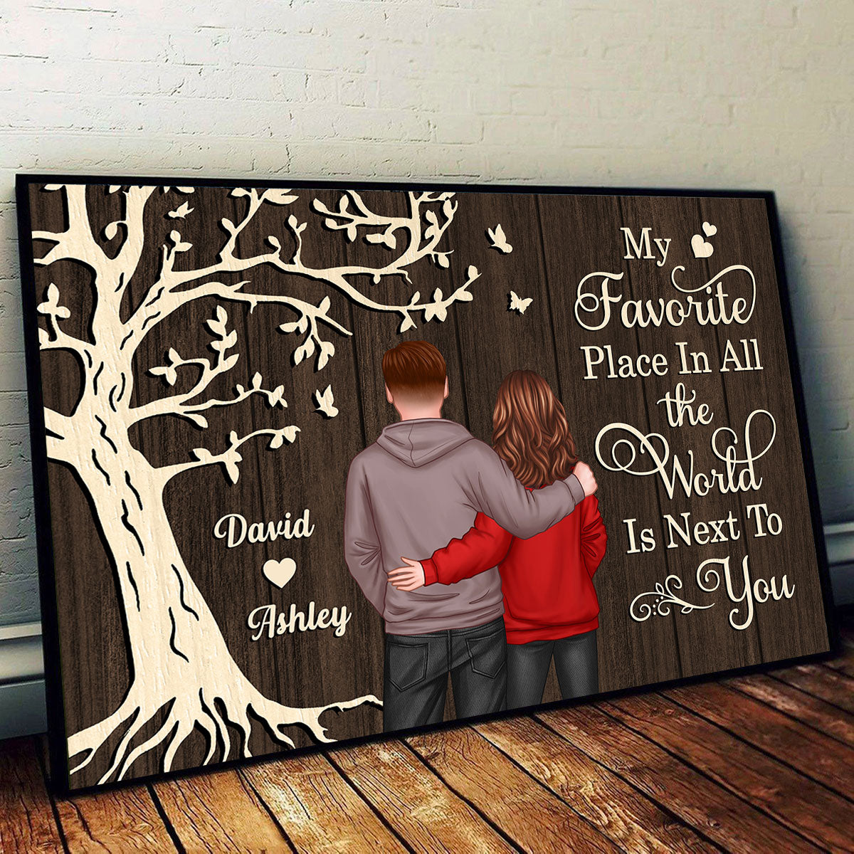My Favorite Place in All the World Couple Tree - Personalized Poster - Gift for him, Gift for her