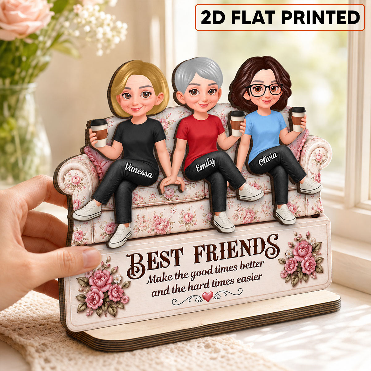 Besties Forever Best Memories Together - Personalized 2-Layered Wooden Plaque - Birthday Gift, Gift For Best Friends