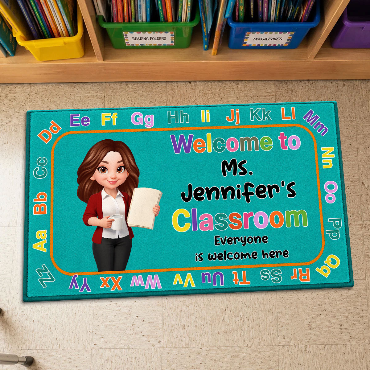Everyone Is Welcome Here Back To School - Personalized Doormat - Back To School Gift For Teacher, Classroom Decor