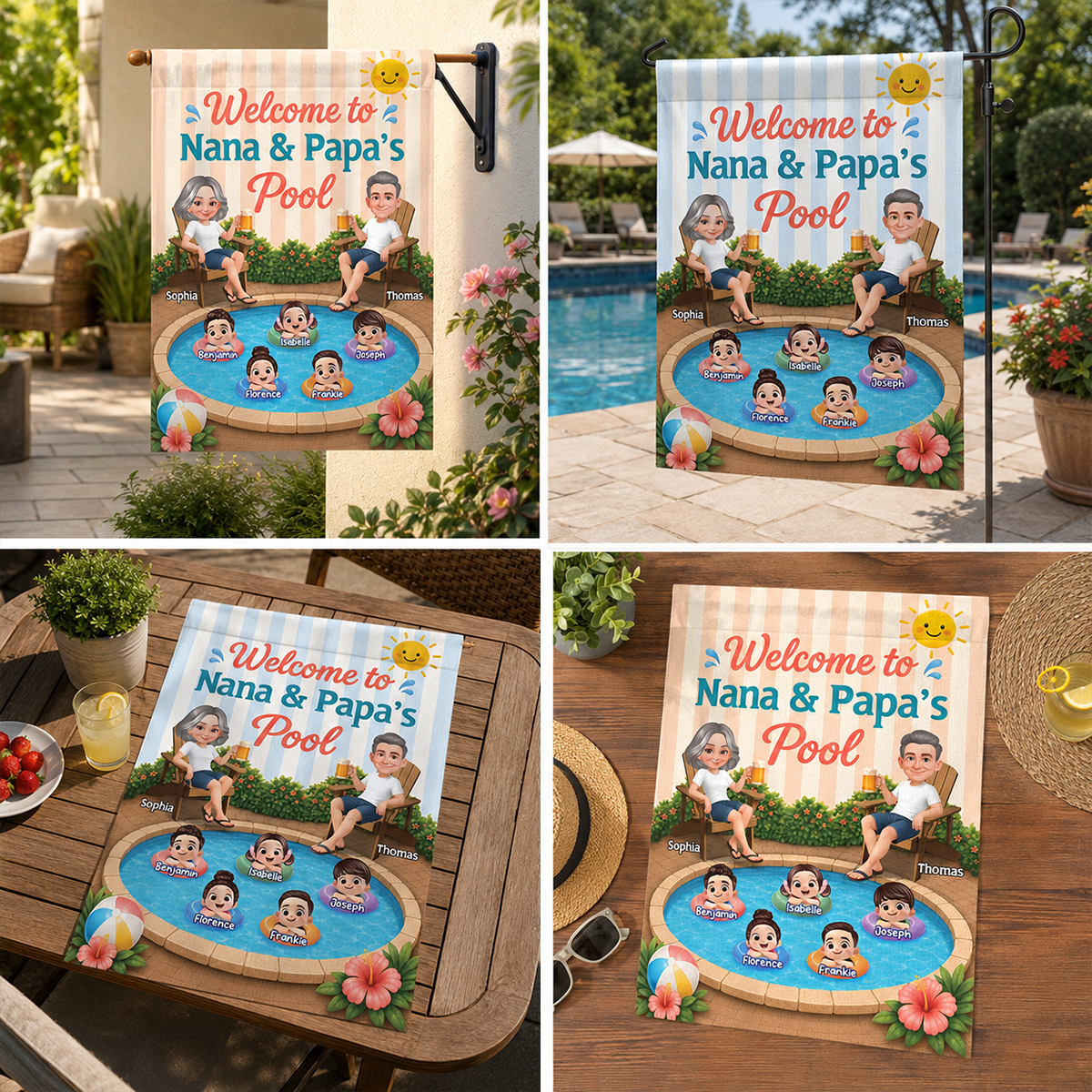 Welcome To Nana & Papa Pool - Personalized Pool Flag