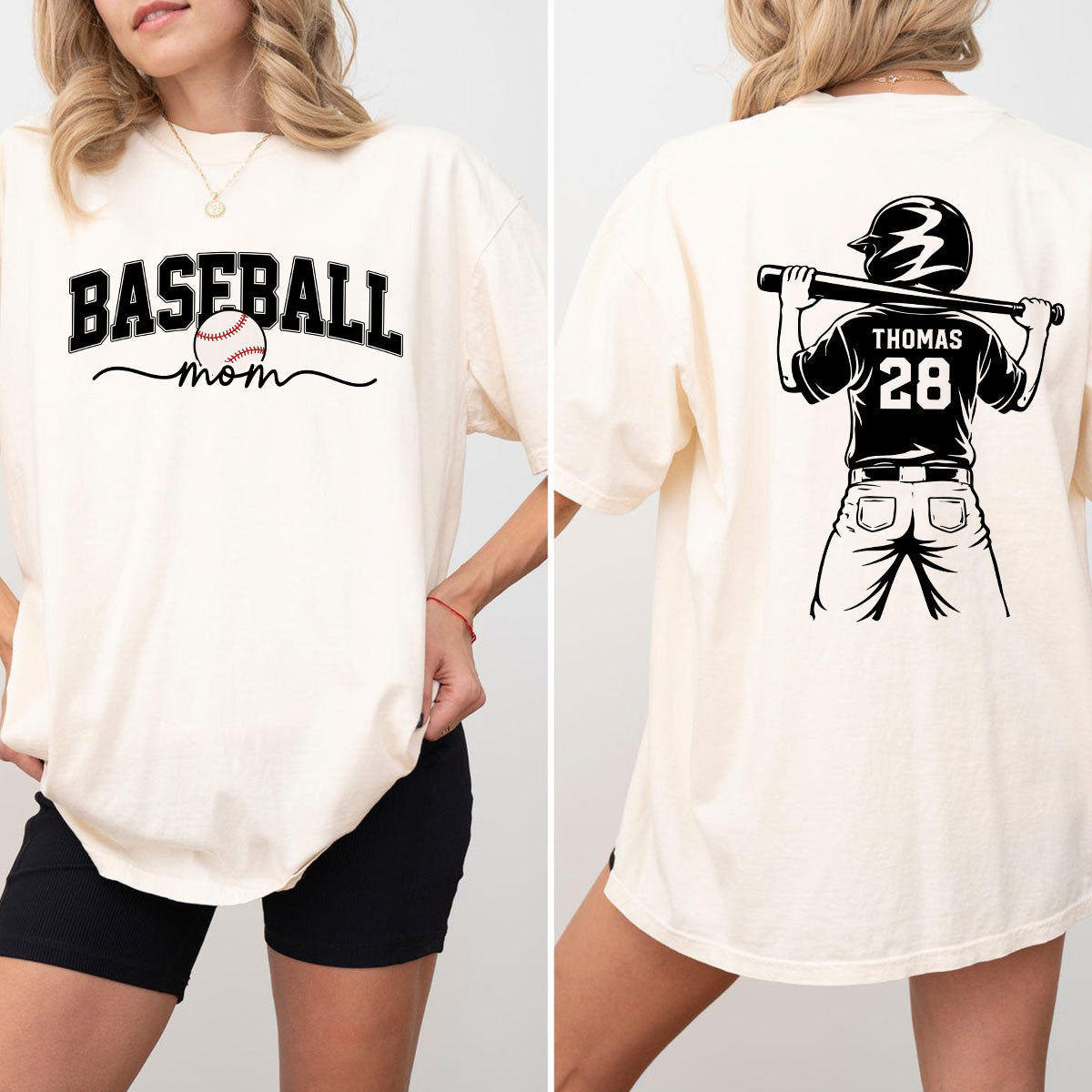 Baseball Mom Baseball Players - Personalized Personalized Double Sided Shirt- Mother's Day Gift For Baseball Mom, Wife