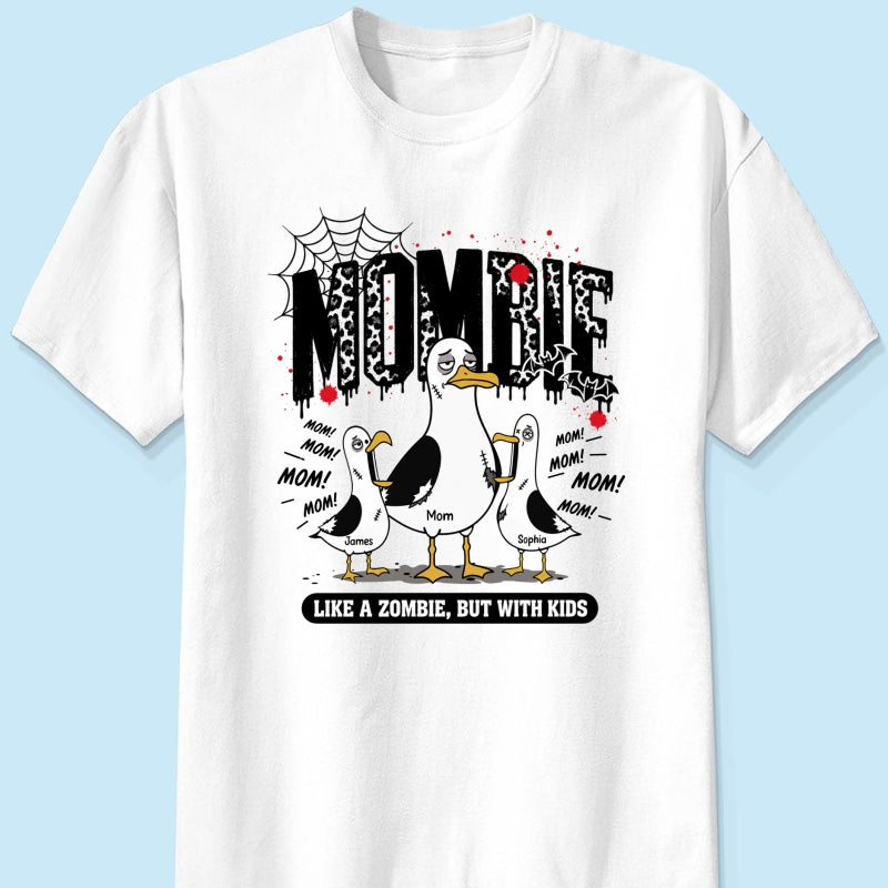 Mombie Like a Zombie But with Kids - Personalized Shirt - Funny Halloween Gift for Mom, Fall Trendy Tee