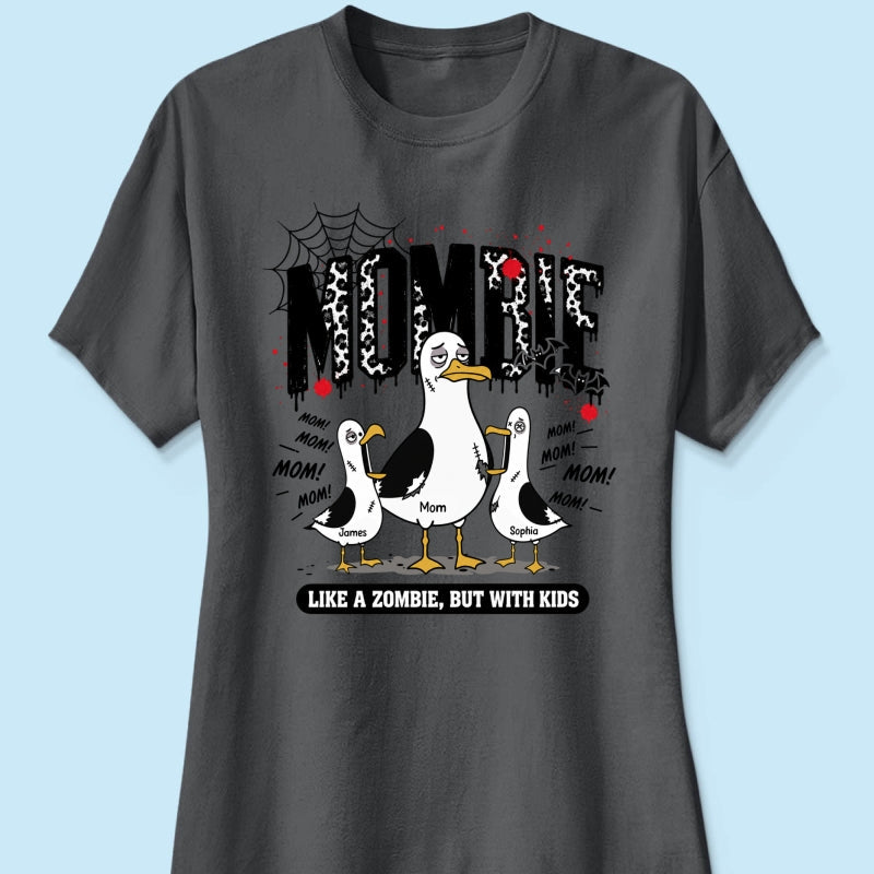 Mombie Like a Zombie But with Kids - Personalized Shirt - Funny Halloween Gift for Mom, Fall Trendy Tee