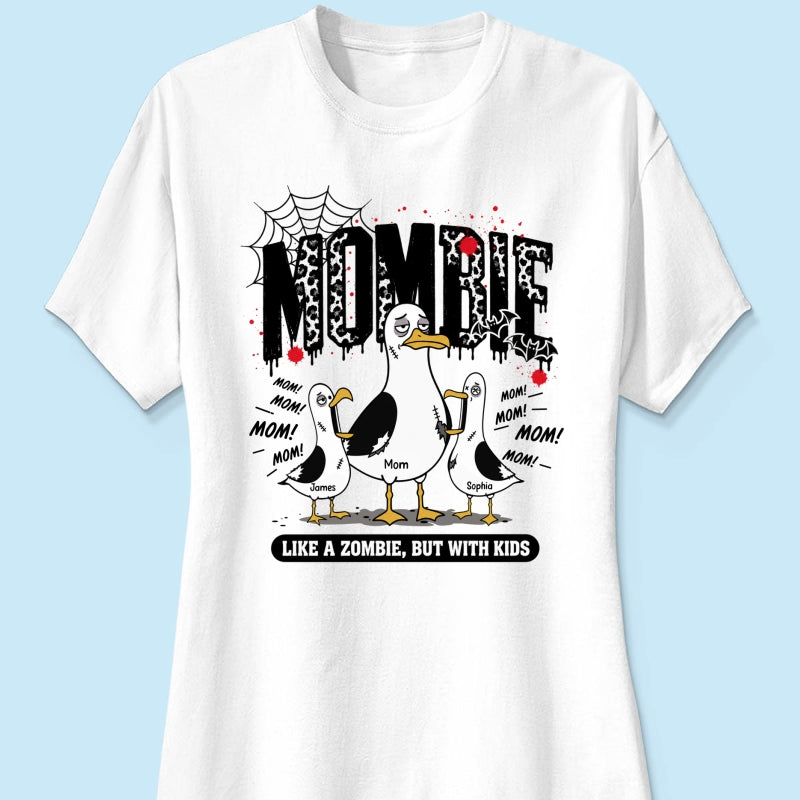 Mombie Like a Zombie But with Kids - Personalized Shirt - Funny Halloween Gift for Mom, Fall Trendy Tee