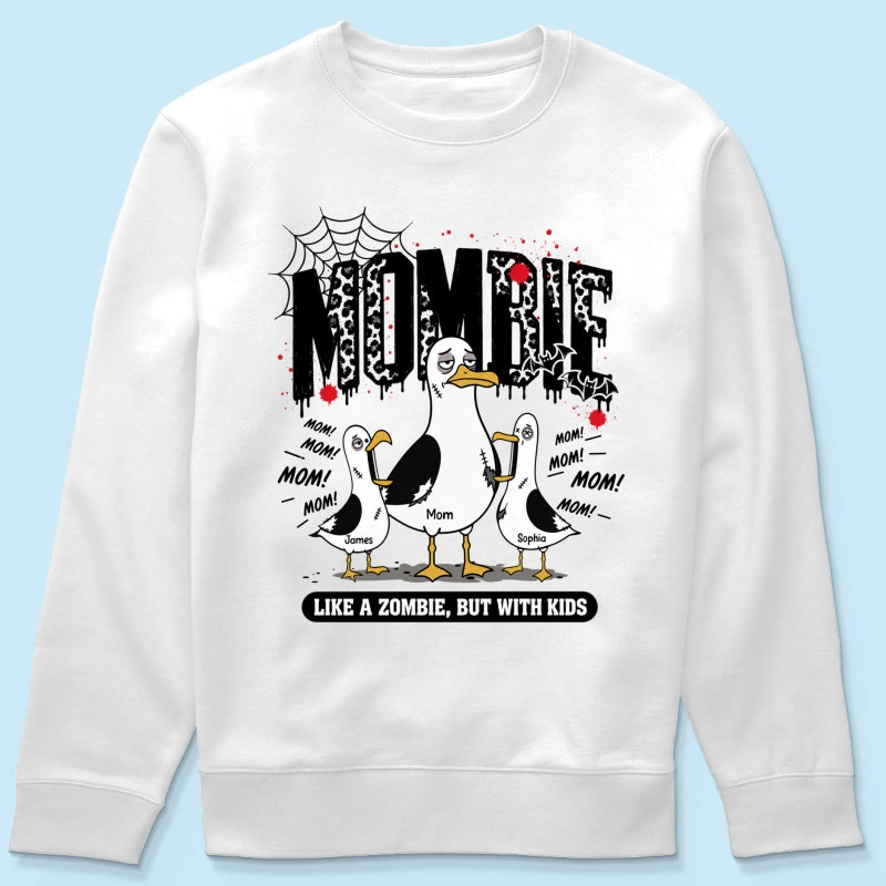 Mombie Like a Zombie But with Kids - Personalized Shirt - Funny Halloween Gift for Mom, Fall Trendy Tee