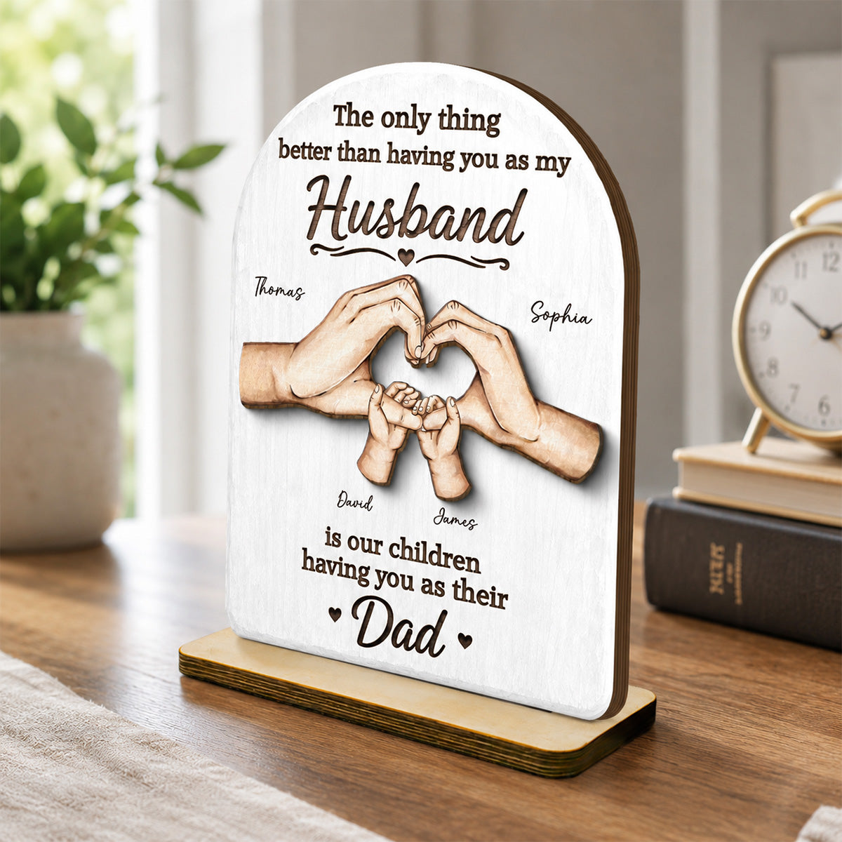 The Only Thing Having You As My Husband Family Hands - Personalized 2-Layered Wooden Plaque -  Gift For Husband