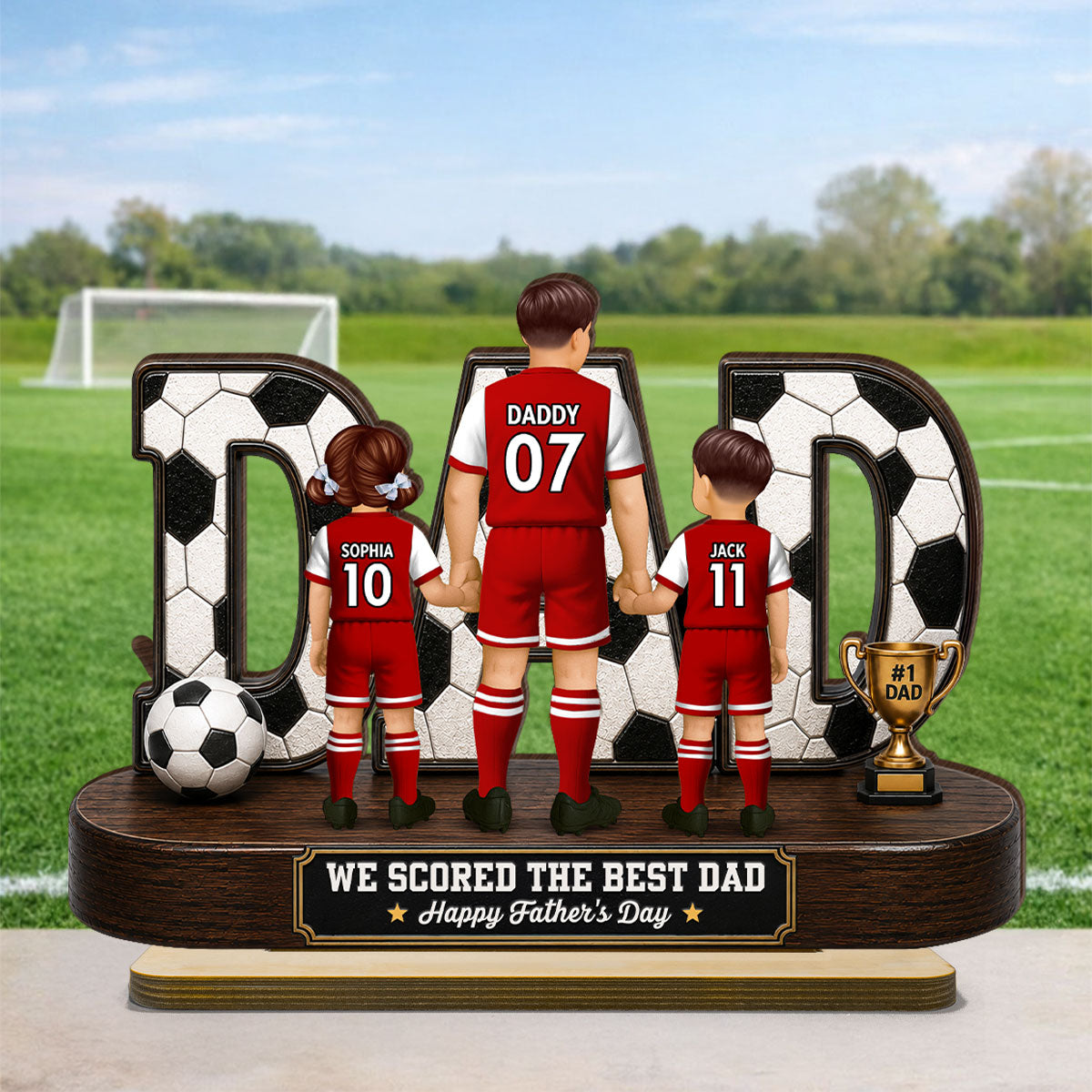 Soccer Dad Legend We Scored The Best Dad Back View - Personalized 2-Layered Wooden Plaque -  Gift For Dad, Husband, Soccer Lovers