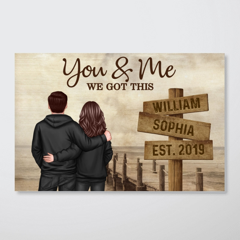 Retro Couple Street Sign - Personalized Poster - Heartfelt Couple Gift for him, for her