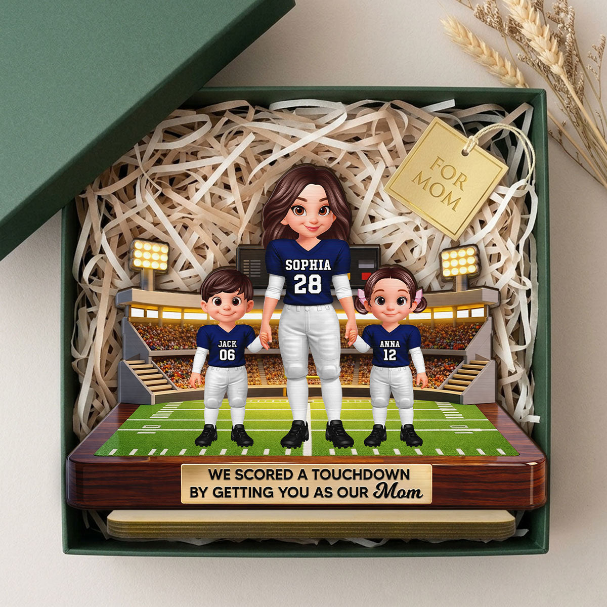 American Football Mom We Scored A Touchdown - Personalized 2-Layered Wooden Plaque - Mother's Day Gift For Mom