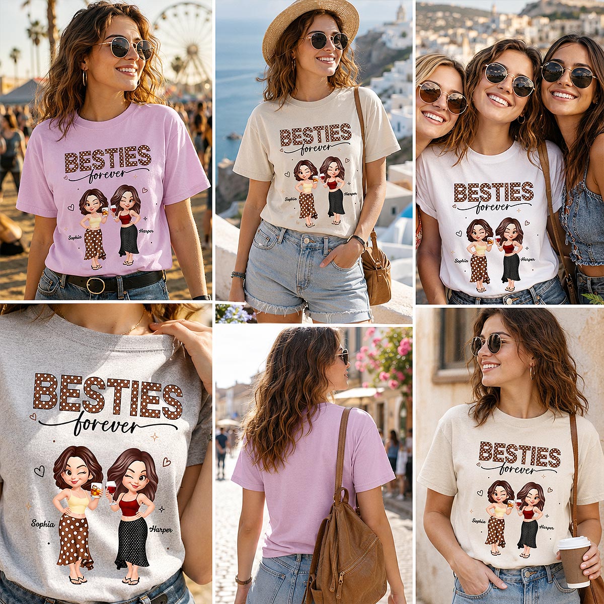 Besties Forever Polka Dot Patterned - Personalized Shirt