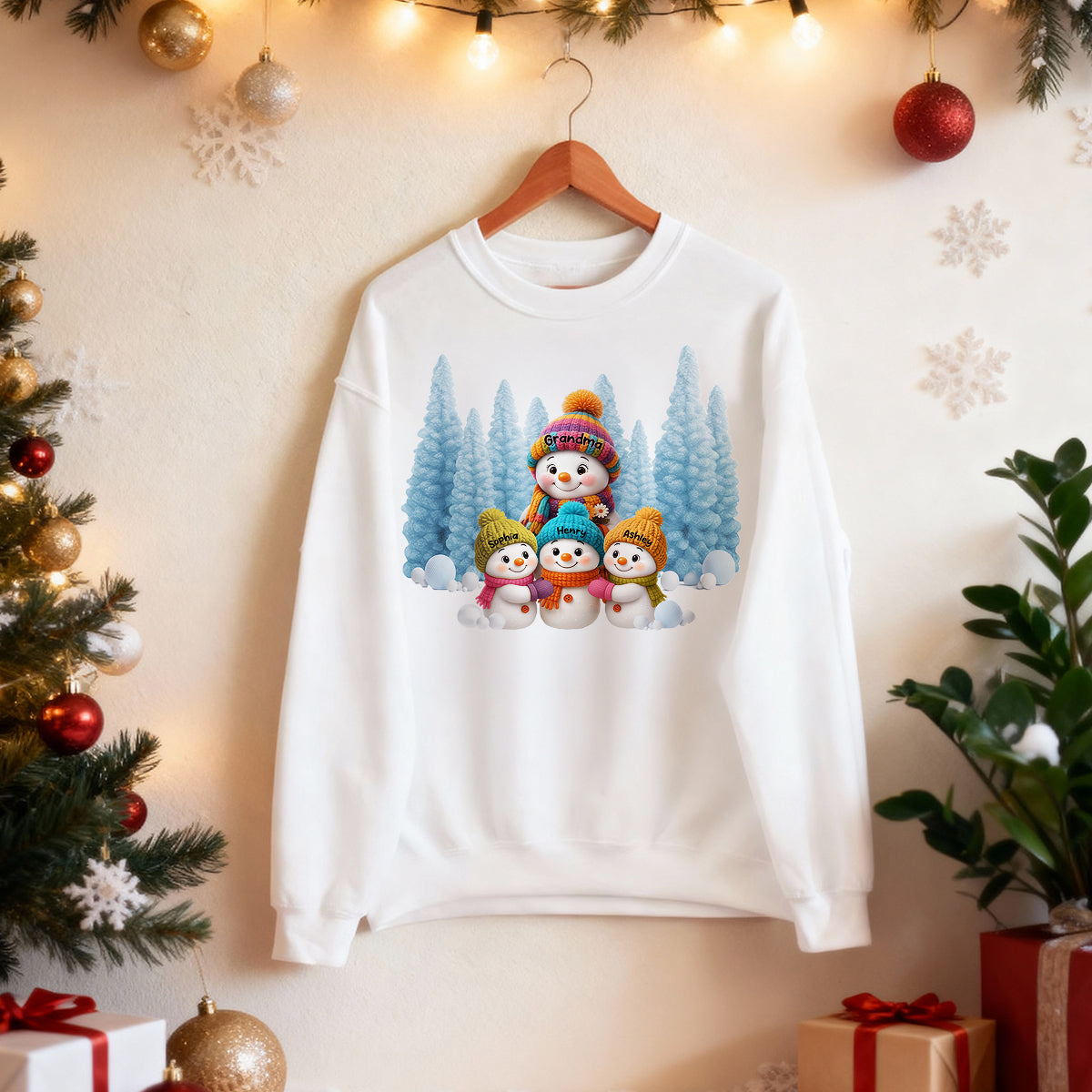 Christmas Blue Vibe Snowman Grandma - Personalized Sweatshirt - Christmas Gift for Grandma