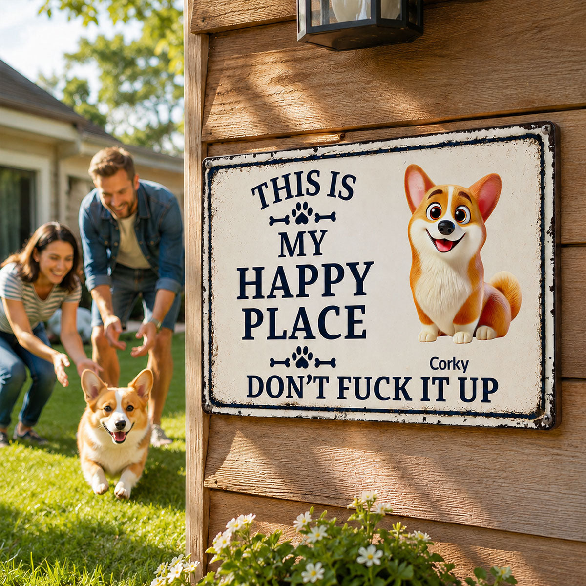 This Is My Happy Place For Dog - Personalized Metal Sign - Gift For Dog Lovers