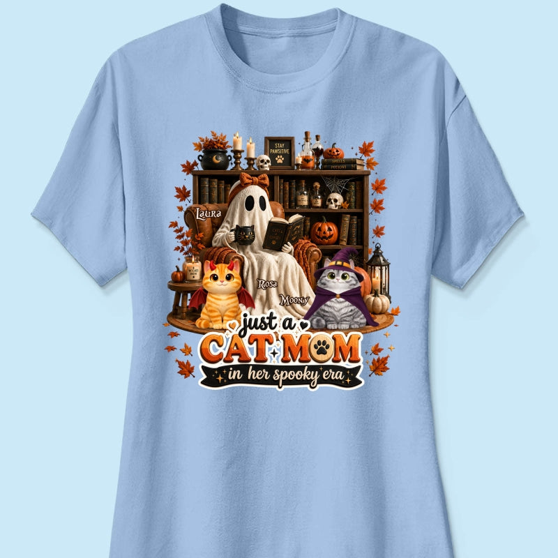Just A Cat Mom In Her Spooky Era - Personalized Shirt - Halloween Gift, Gift For Cat Lovers