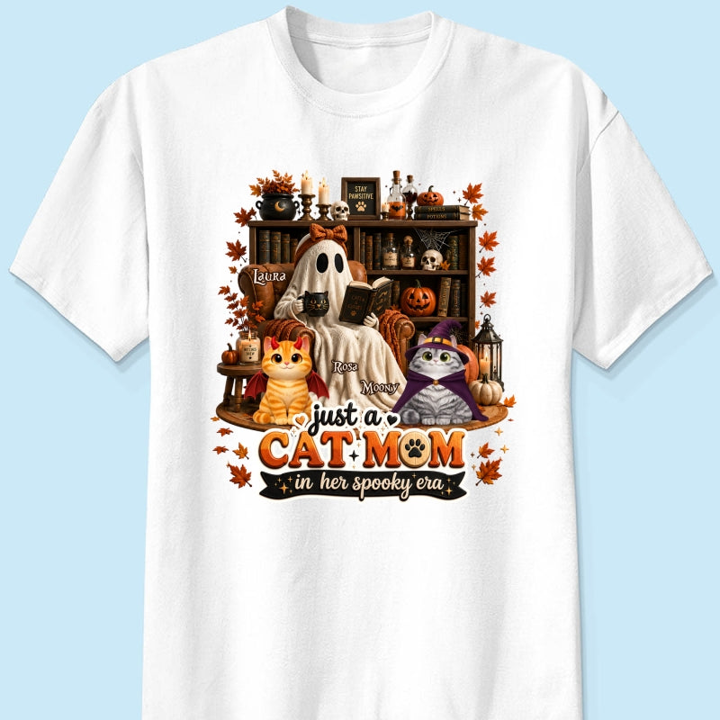 Just A Cat Mom In Her Spooky Era - Personalized Shirt - Halloween Gift, Gift For Cat Lovers