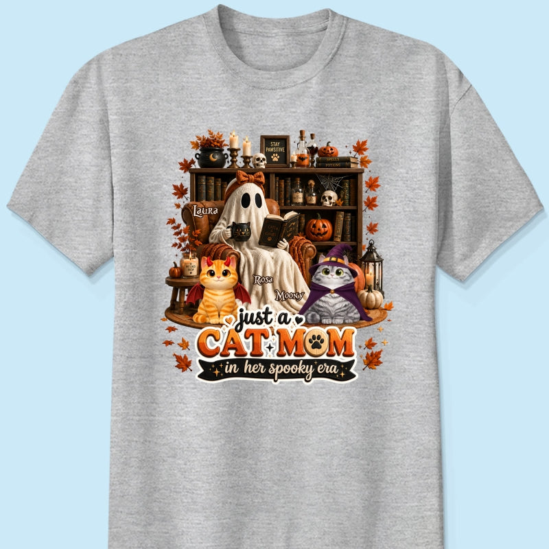 Just A Cat Mom In Her Spooky Era - Personalized Shirt - Halloween Gift, Gift For Cat Lovers