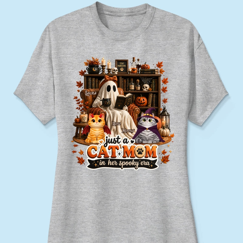 Just A Cat Mom In Her Spooky Era - Personalized Shirt - Halloween Gift, Gift For Cat Lovers