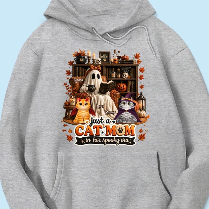 Just A Cat Mom In Her Spooky Era - Personalized Shirt - Halloween Gift, Gift For Cat Lovers