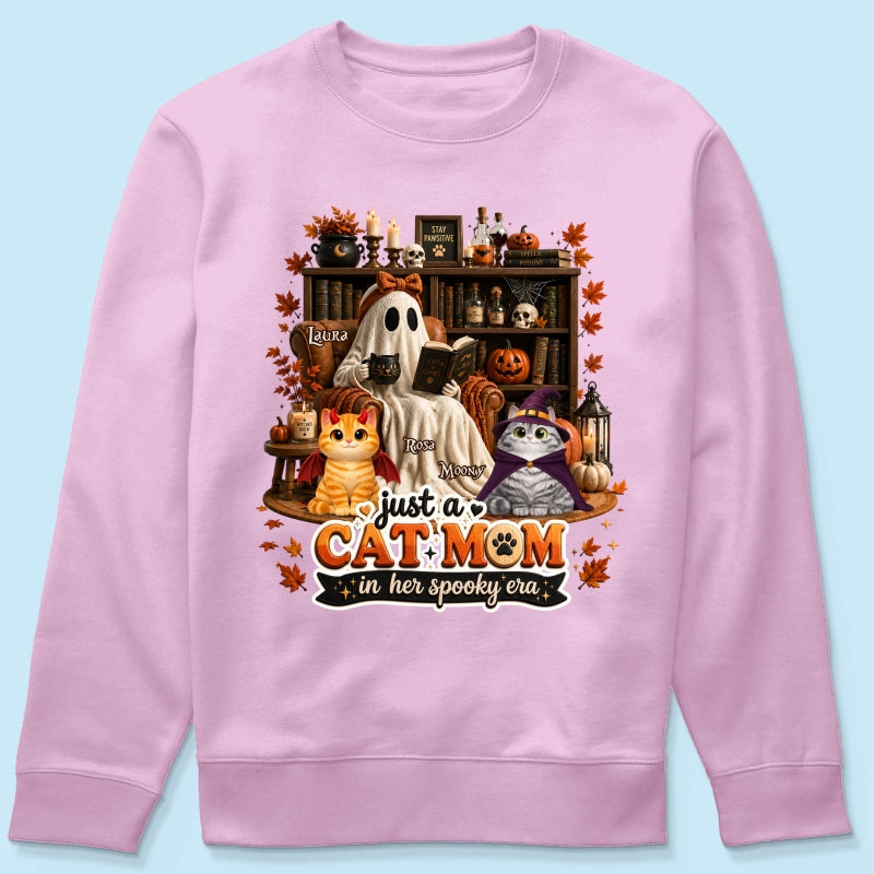 Just A Cat Mom In Her Spooky Era - Personalized Shirt - Halloween Gift, Gift For Cat Lovers