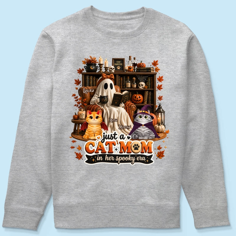 Just A Cat Mom In Her Spooky Era - Personalized Shirt - Halloween Gift, Gift For Cat Lovers