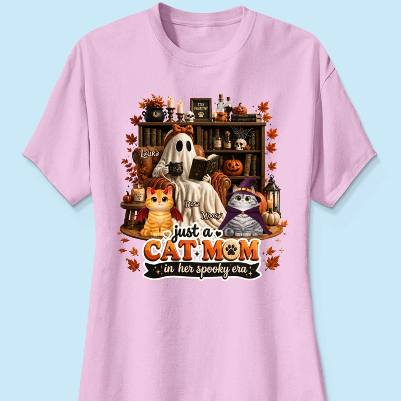 Just A Cat Mom In Her Spooky Era - Personalized Shirt - Halloween Gift, Gift For Cat Lovers