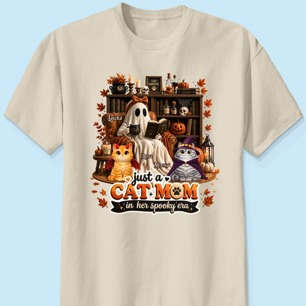 Just A Cat Mom In Her Spooky Era - Personalized Shirt - Halloween Gift, Gift For Cat Lovers