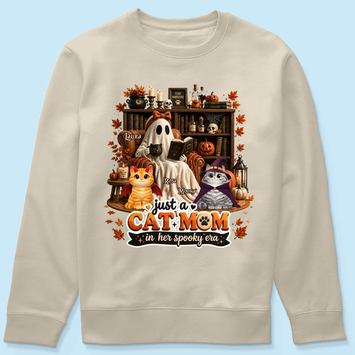 Just A Cat Mom In Her Spooky Era - Personalized Shirt - Halloween Gift, Gift For Cat Lovers