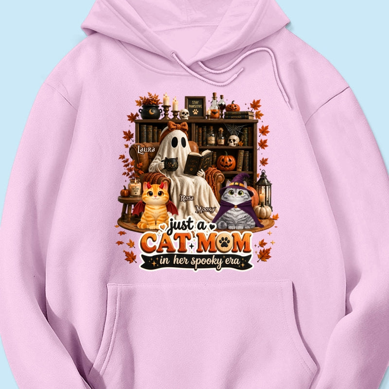 Just A Cat Mom In Her Spooky Era - Personalized Shirt - Halloween Gift, Gift For Cat Lovers