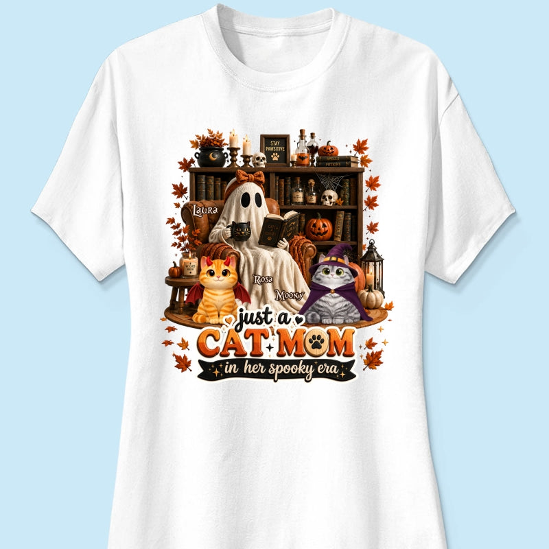 Just A Cat Mom In Her Spooky Era - Personalized Shirt - Halloween Gift, Gift For Cat Lovers