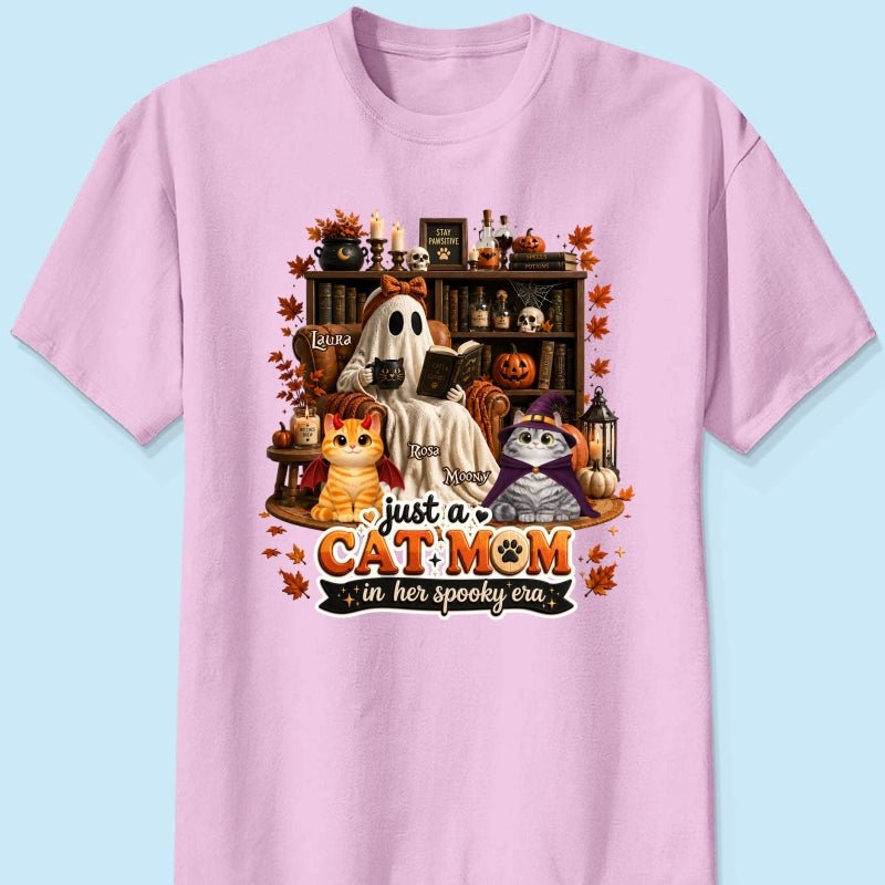 Just A Cat Mom In Her Spooky Era - Personalized Shirt - Halloween Gift, Gift For Cat Lovers