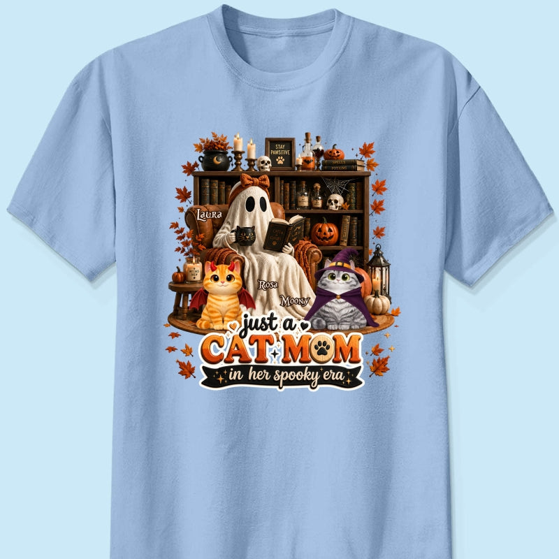 Just A Cat Mom In Her Spooky Era - Personalized Shirt - Halloween Gift, Gift For Cat Lovers