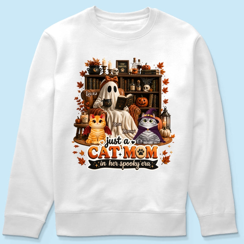 Just A Cat Mom In Her Spooky Era - Personalized Shirt - Halloween Gift, Gift For Cat Lovers