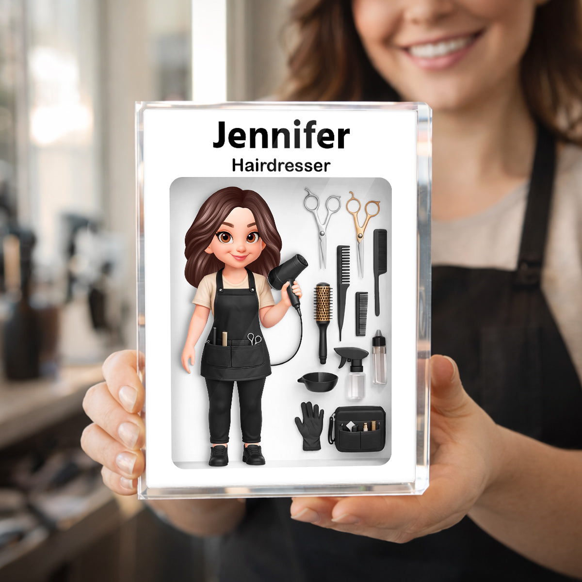 Hairdresser 3D Action Figure - Personalized Acrylic Block Plaque - Gift for Hairdressers