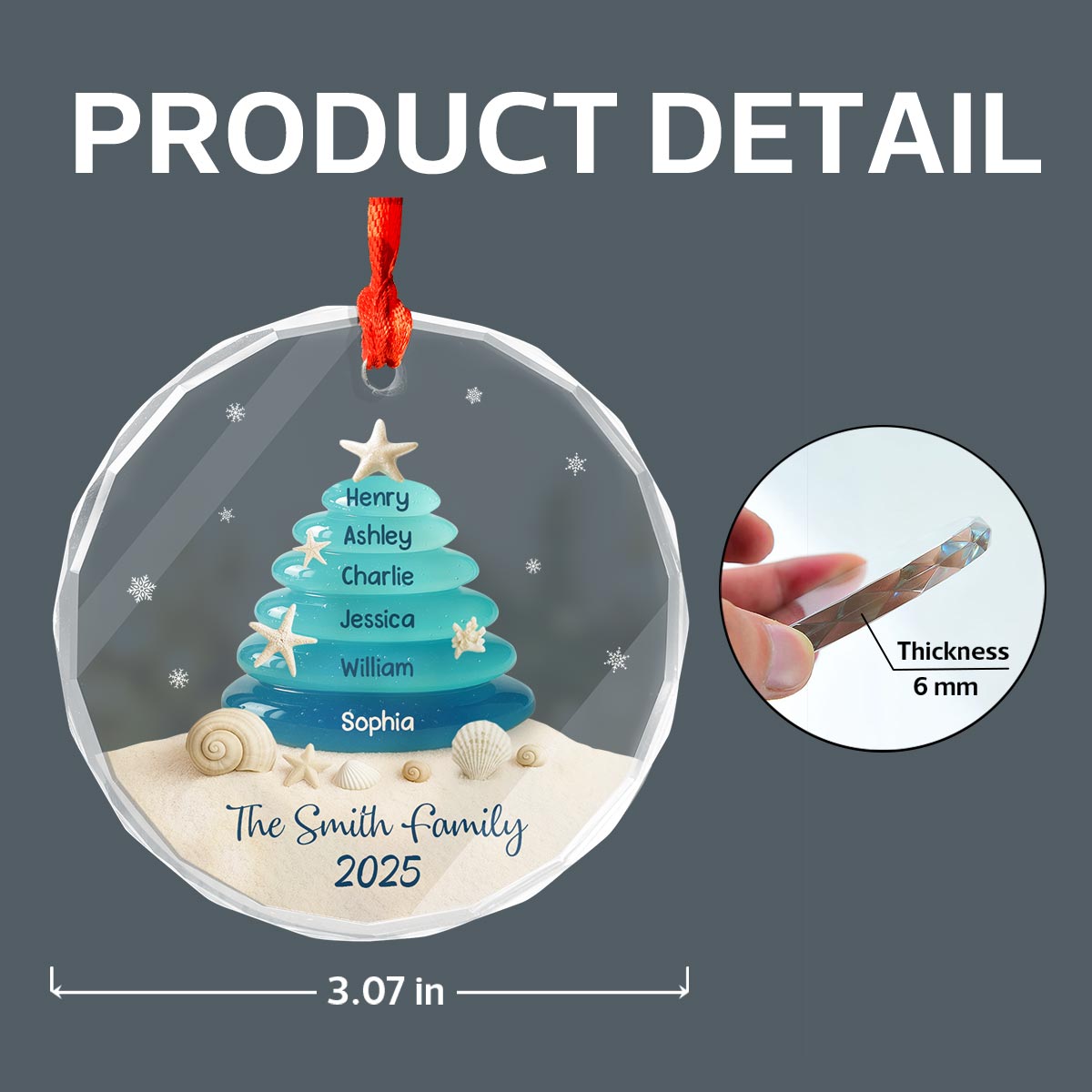 Sea Glass Christmas Tree - Personalized Glass Ornament - Heartwarming Festive Christmas Decor