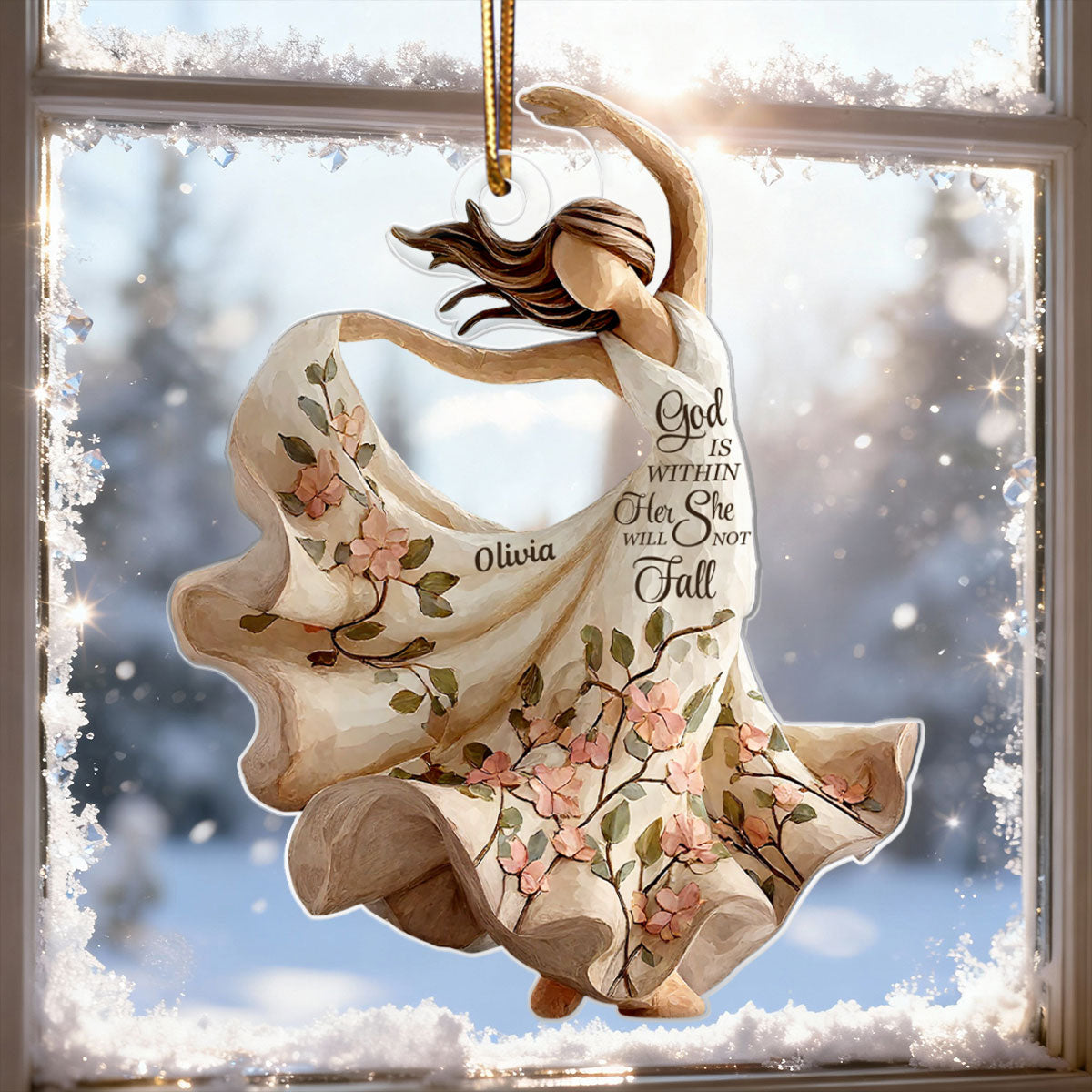 God Is Within Her She Will Not Fall Wooden Figurine - Personalized Acrylic Ornament - Christmas Gift For Her, Mom, Grandma