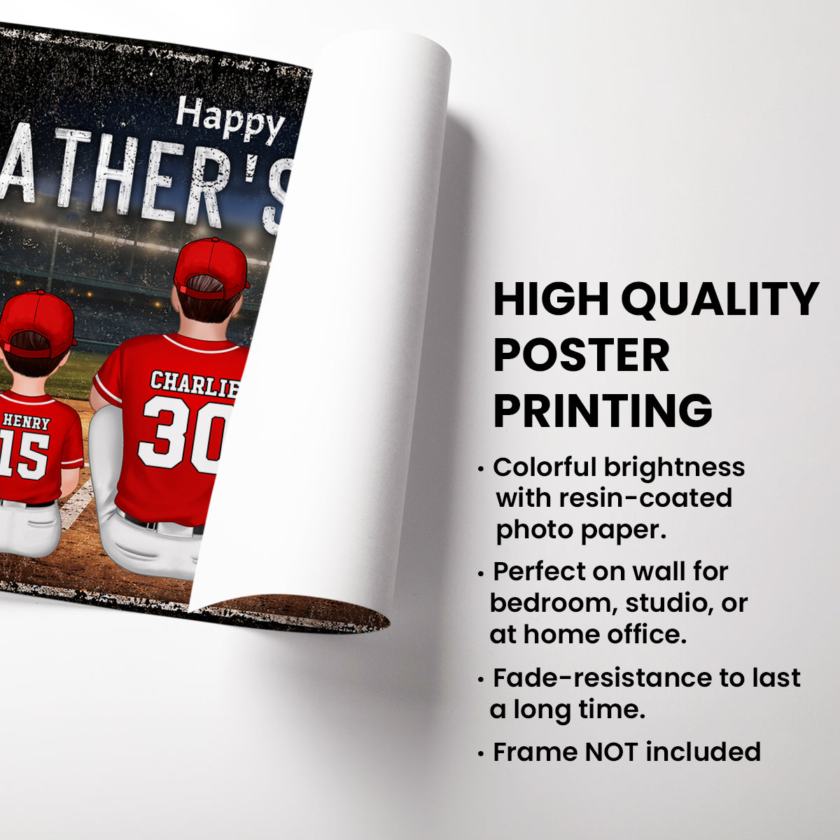 Daddy's Dream Team Baseball - Personalized Poster - Father's Day Gift for Dad, Husband