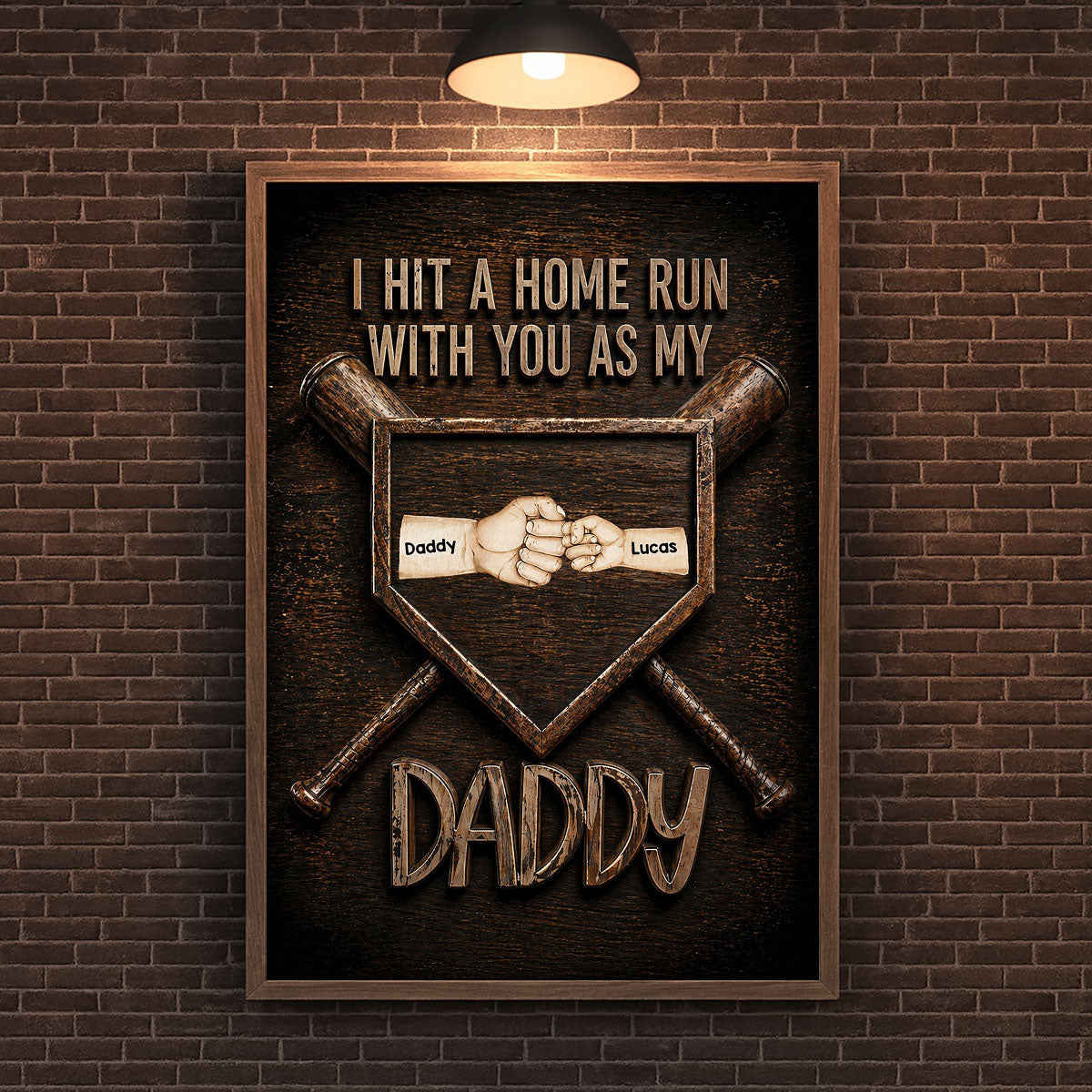 We Hit a Home Run with You as Our Daddy - Personalized Poster - Father's Day Gift for Baseball Dad, Husband