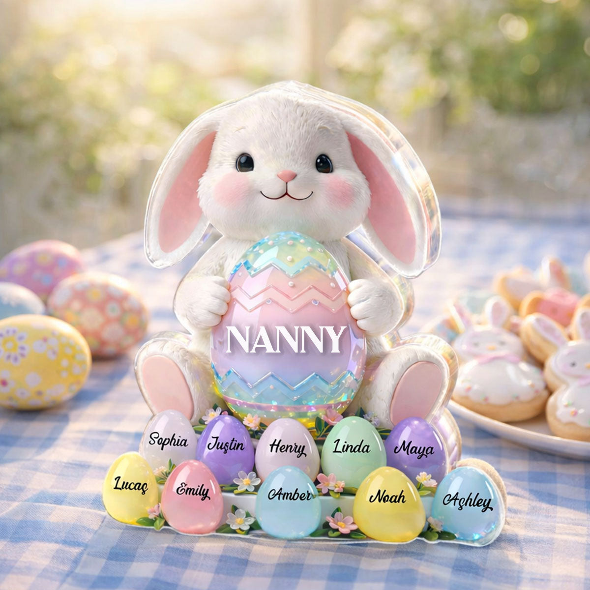 Bunny Nanny Easter - Personalised Acrylic Block Plaque - Easter Decor for Nanny, Grandmother