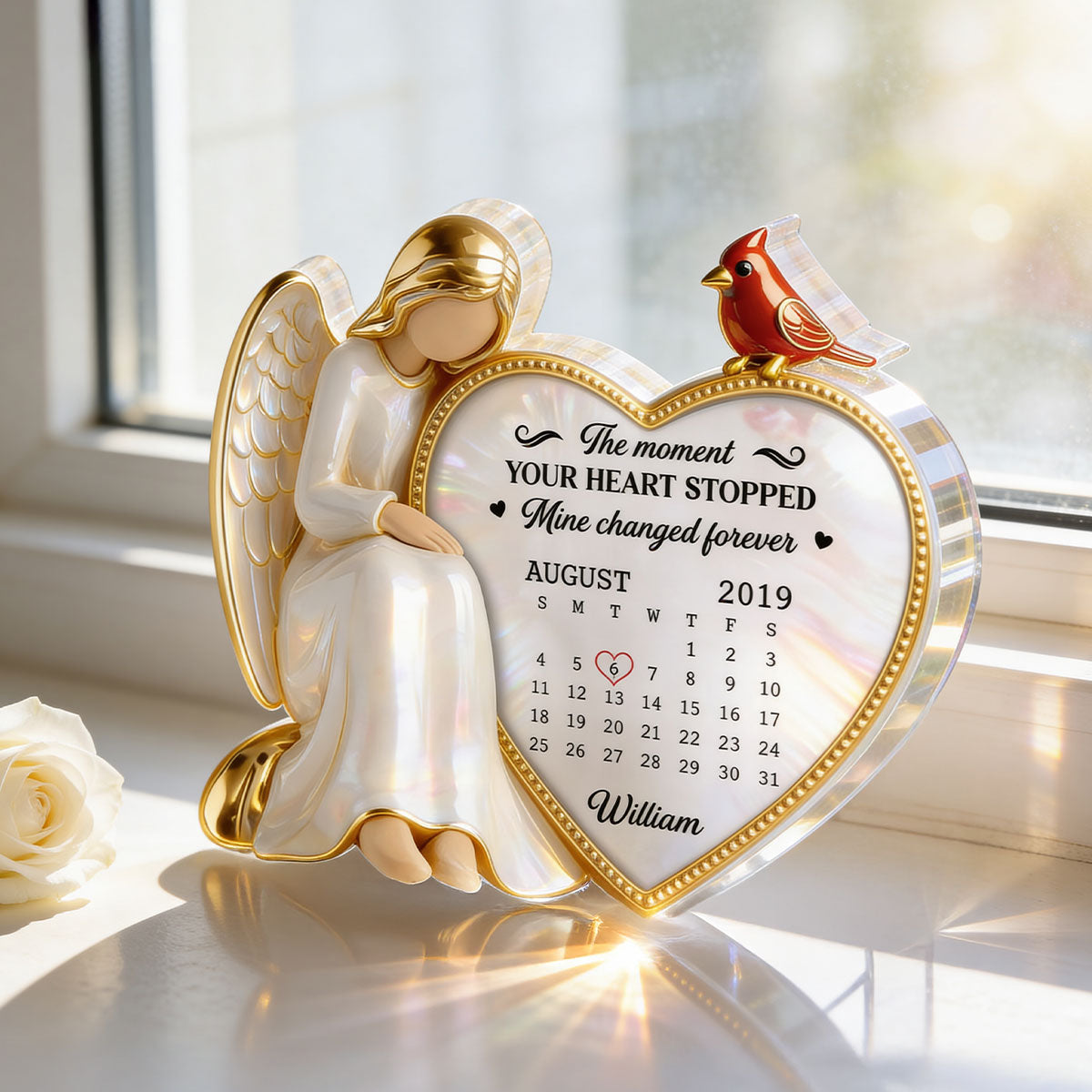 The Moment Your Heart Stopped Mine Changed Forever - Personalized Acrylic Block Plaque - Heartfelt Memorial Remembrance Keepsake