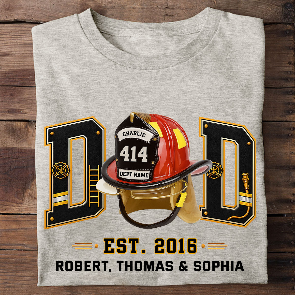 Proud Firefighter Dad Firefighter Helmet - Personalized Shirt - Father's Day Gift For Dad, Husband