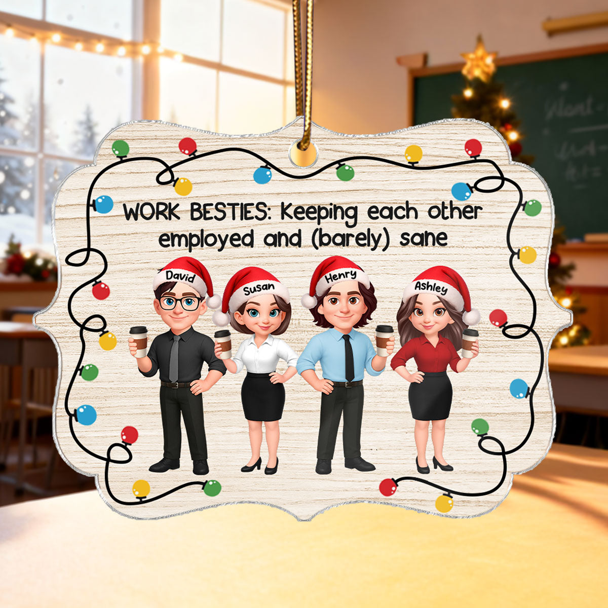 Work Besties Keeping Each Other Employed - Personalized Acrylic Ornament - Funny Gift For Work Besties, Colleagues