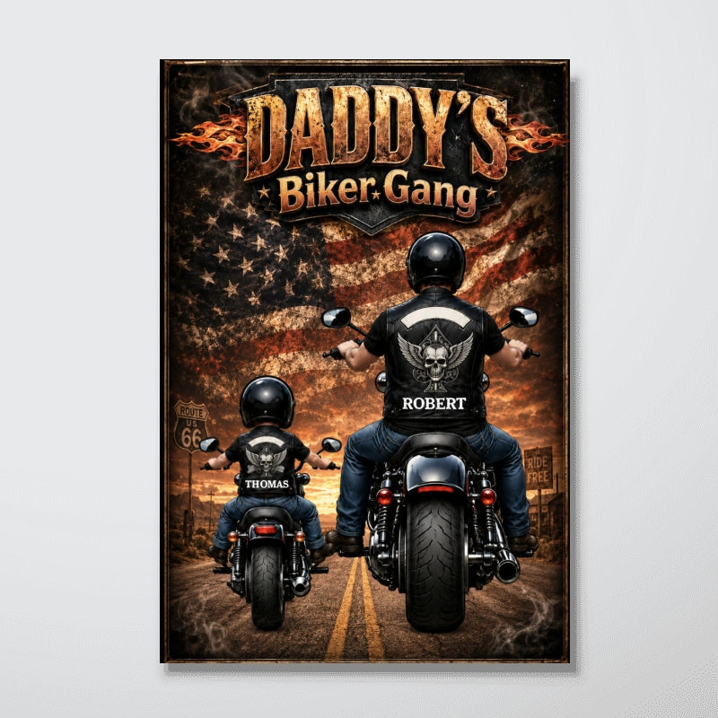 Daddy's Biker Gang - Personalized Poster - Father's Day Gift for Dad, Husband