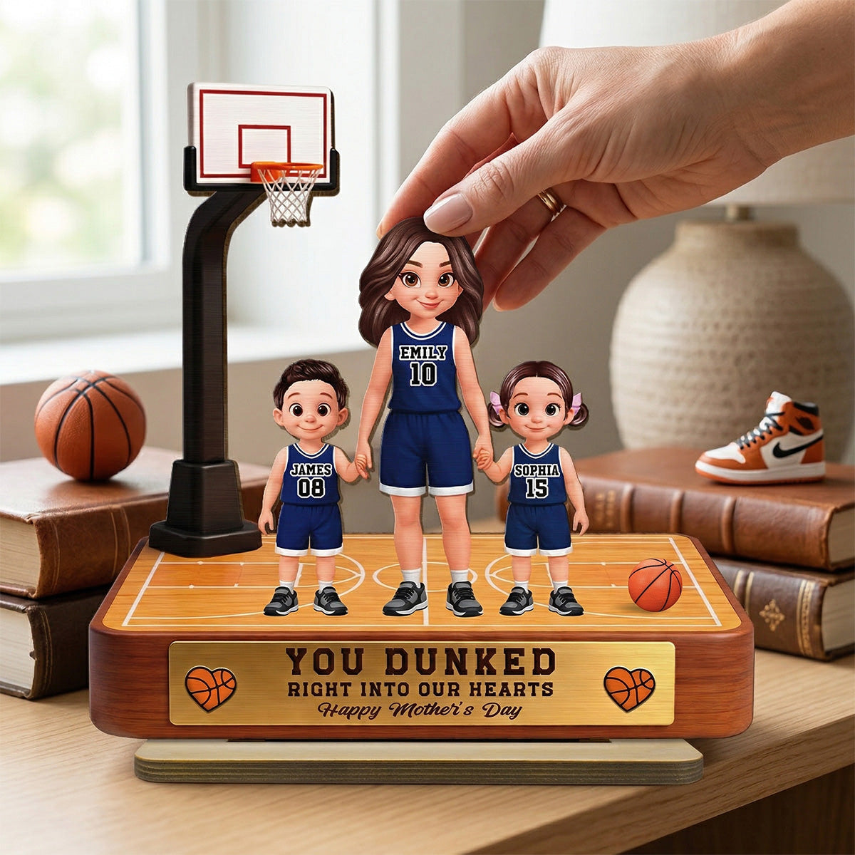 Basketball Mom You Dunked Right Into Our Hearts - Personalized 2-Layered Wooden Plaque - Mother's Day Gift For Basketball Mom