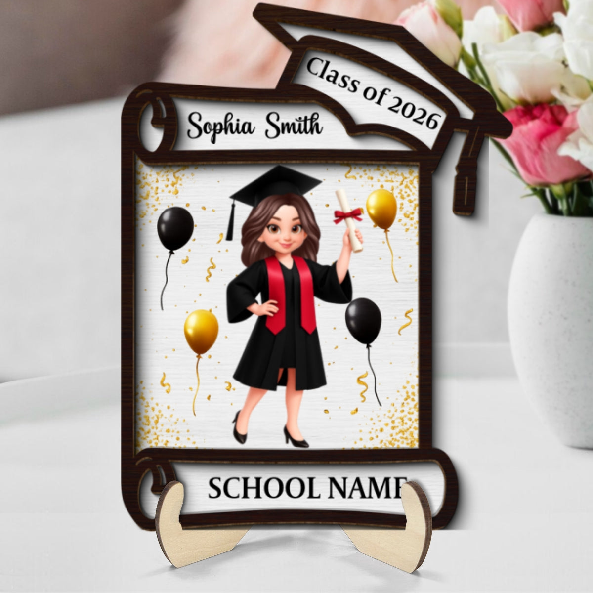 Congrats Class Of 2026 2027 Senior - Personalized 2-Layered Wooden Plaque - Graduation Gift For Graduates, Daughter, Son