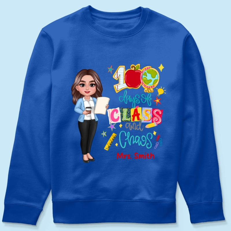 100 Days Of Class & Chaos Teacher - Personalized Shirt - 100 Days Of School Celebration