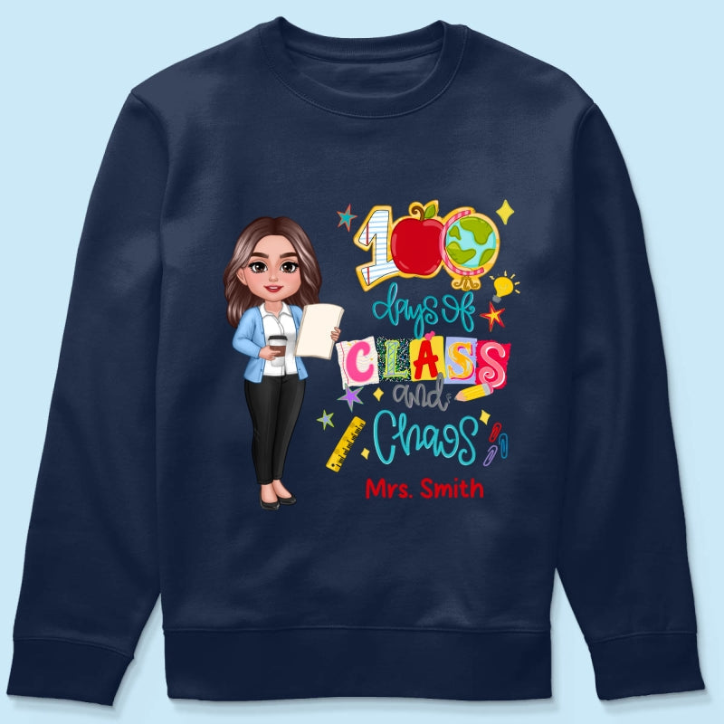 100 Days Of Class & Chaos Teacher - Personalized Shirt - 100 Days Of School Celebration