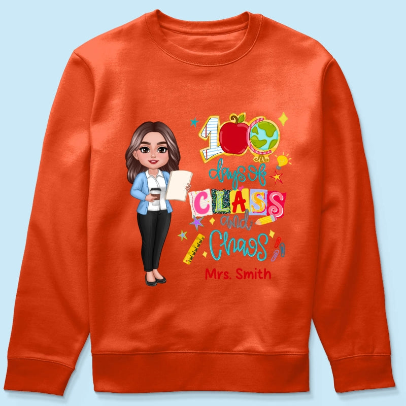 100 Days Of Class & Chaos Teacher - Personalized Shirt - 100 Days Of School Celebration
