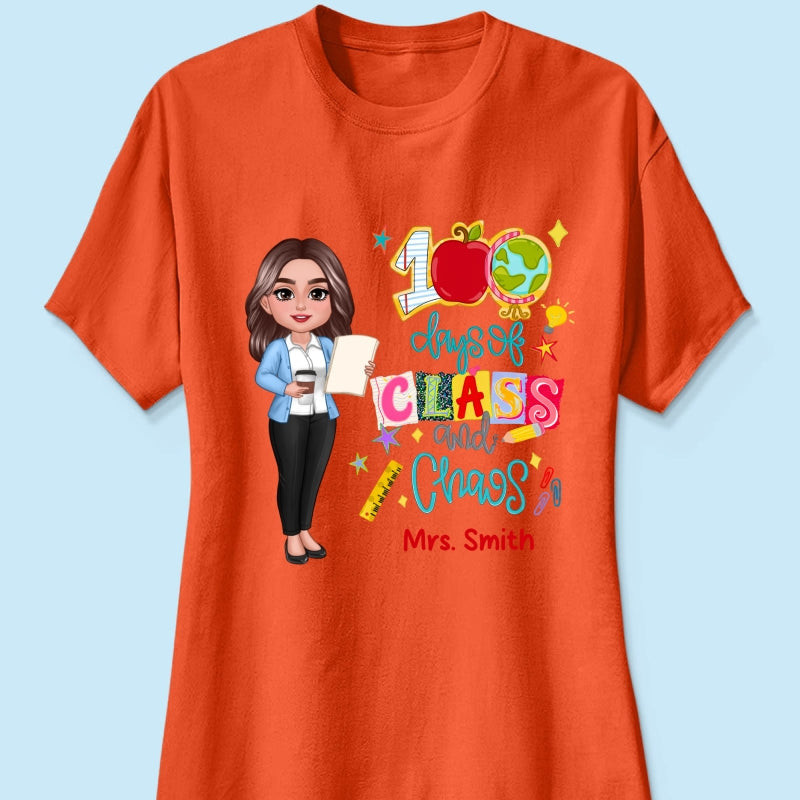 100 Days Of Class & Chaos Teacher - Personalized Shirt - 100 Days Of School Celebration