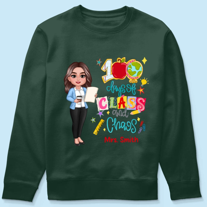 100 Days Of Class & Chaos Teacher - Personalized Shirt - 100 Days Of School Celebration
